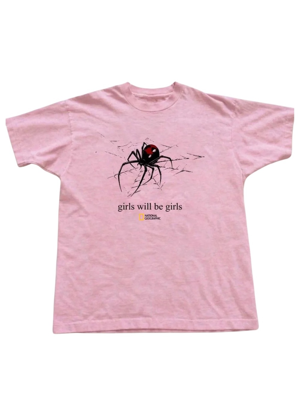 Gildan Pink Graphic Tee with Spider "Girls Will Be Girls"